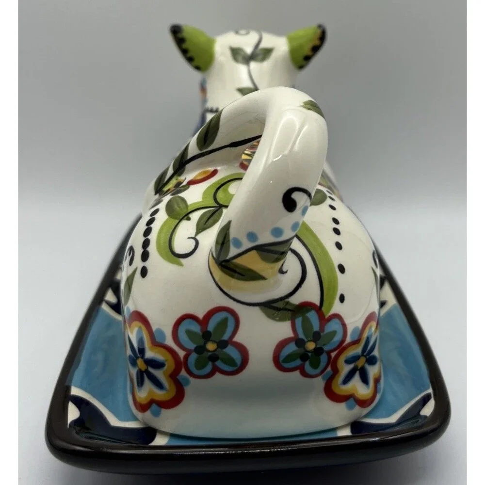 Espana Lifestyle Bocca ceramic cow shaped covered butter dish 8x5 in